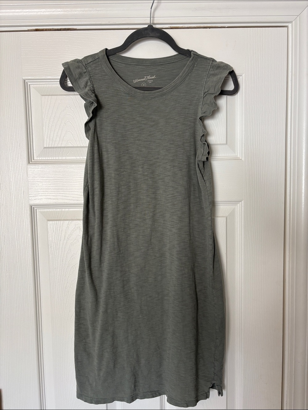 Universal Thread Olive Ruffle Sleeve Midi Knit Dress